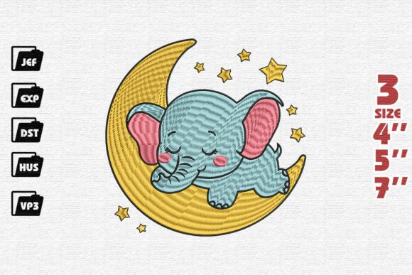 Baby Elephant Moon Embroidery: A Dreamy Touch for Holiday Baby Gifts