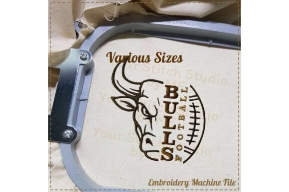 Bull Football Logo Embroidery Design