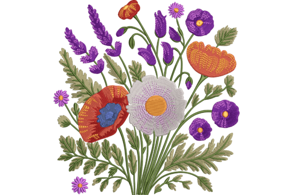 Colorful Wildflower Bouquet: A Seasonal Embroidery Gem