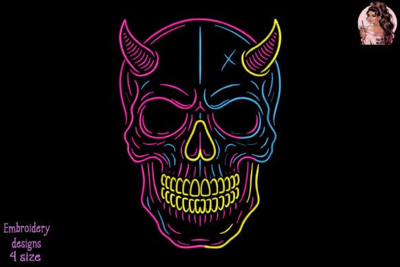 Creative Embroidery Design Review: Neon Skull Art Embroidery