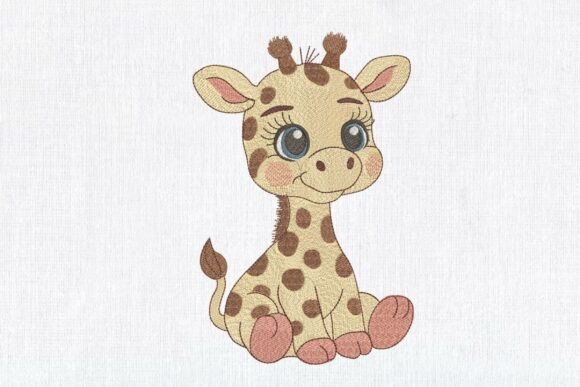 Cute Baby Giraffe Boy Safari Animal: A Charming Embroidery for Small Business Merch