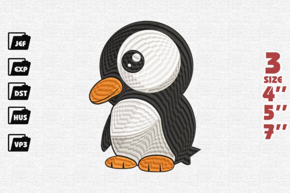Cute Baby Penguin Embroidery: A Seasonal Charm for Holiday Crafts