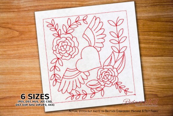 Elegant Winged Heart Bluework Embroidery