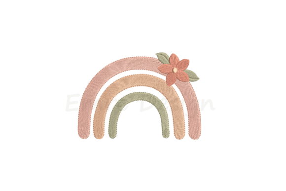 Floral Rainbow Embroidery Design