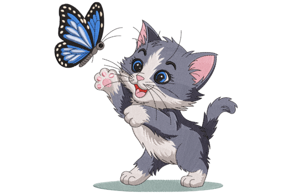 Kitten with Butterfly: A Seasonal Embroidery Gem