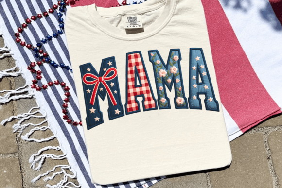 Mama Varsity 4th of July Embroidery PNG