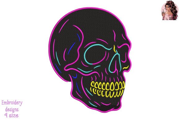 Neon Death Embroidery: A Bold Design for Unique Handmade Gifts