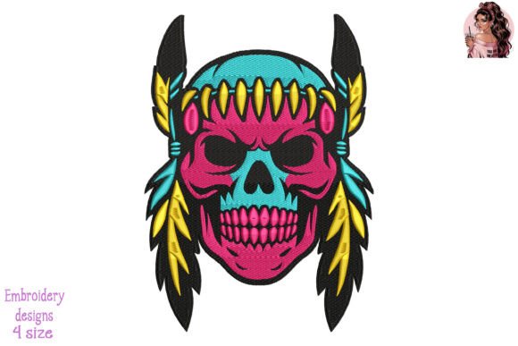 Psychedelic War Skull Embroidery