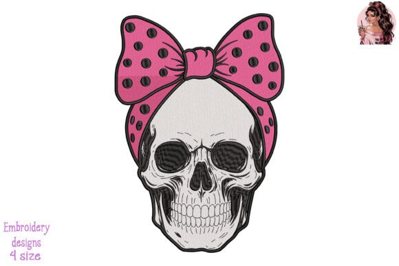 Skulls Girl Breast Cancer Embroidery: A Bold Design for Etsy and Small Shop Sellers