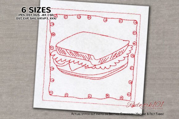 Sweet Sandwich Sketch Embroidery Design
